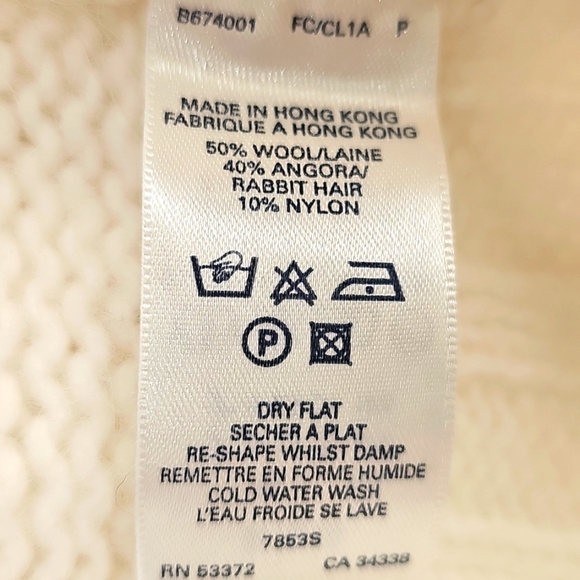 French Connection Cream Button Neck Sweater With Oversized Collar To Turtle Neck - Picture 7 of 10